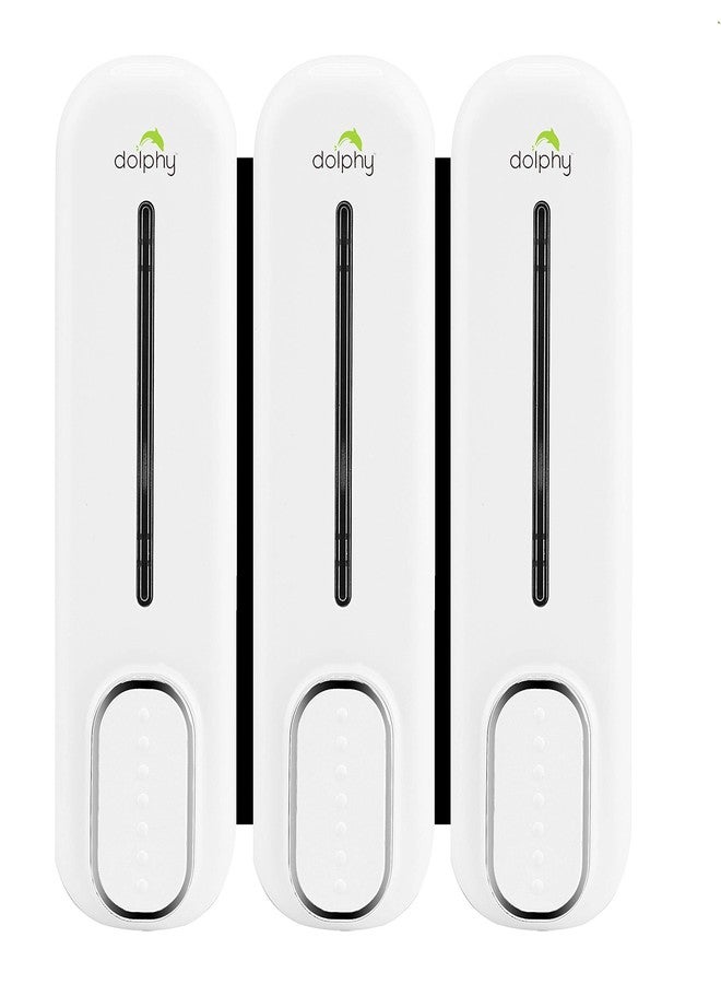 دولفي موزع صابون سائل دولفي ABS للحمام والمطبخ - 300 مل - طقم من 3 قطع، أبيض - Image 1